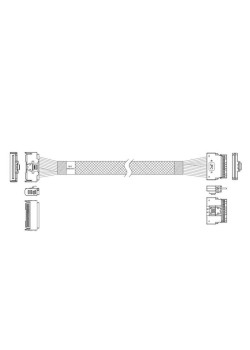 Кабель JPC P7328DN00800-1 Cable MCIO x8 74P (прямой Straight Type)  -TO-  Slimline SAS x8 74P (SFF8654, прямой Straight Type) , 85 Ohm, L:80cm