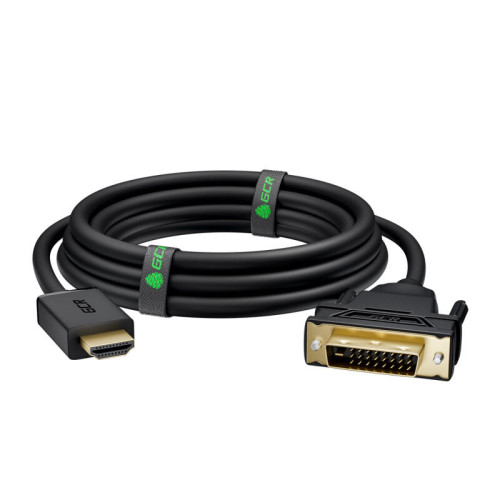 Greenconnect Кабель HDMI-DVI 7.5m черный, OD7.3mm, 28/28 AWG, позолоченные контакты, 19pin AM / 24+1M AM double link, GCR-HD2DVI1-7.5m, тройной экран