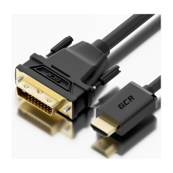 GCR Кабель 2.0m HDMI-DVI черный, GOLD, 19M / 25M Dual Link, 28 AWG, тройной экран