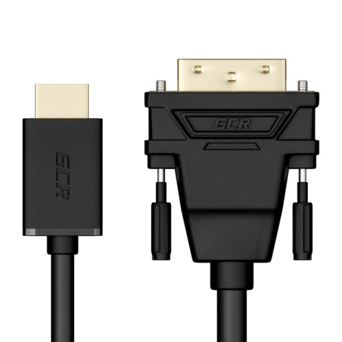 GCR Кабель 20.0m HDMI-DVI черный, OD8.0mm, 28 AWG, позолоченные контакты, 19M / 25M Dual Link, тройной экран GCR Кабель 20.0m HDMI-DVI черный, OD8.0mm, 28 AWG, позолоченные контакты, 19M / 25M Dual Link, тройной экран