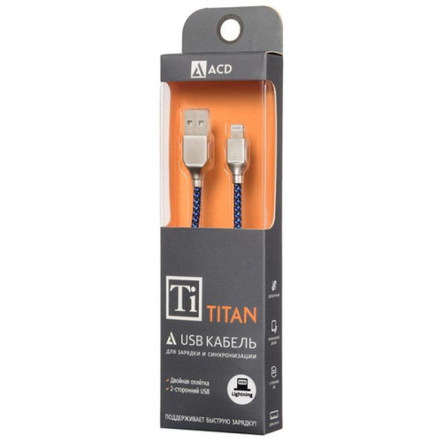 Кабели USB ACD USB кабель ACD-Titan Lightning ; USB-A Нейлон, 1м, сине-черный (ACD-U927-P5L)