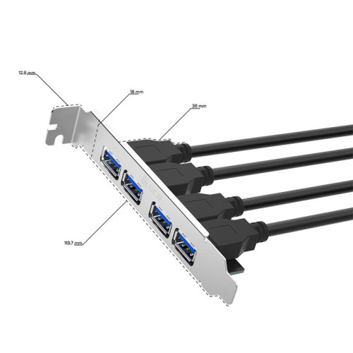 GCR Планка в корпус USB 3.0, 2 порта 20 pin на 4 внешних порта, 0.58m, черный, GCR-55564 GCR Планка в корпус USB 3.0, 2 порта 20 pin на 4 внешних порта, 0.58m, черный, GCR-55564
