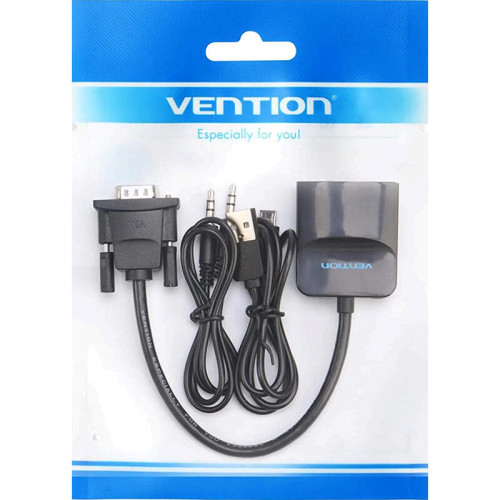 Мультимедиа конвертер Vention VGA + аудио > HDMI, гибкий, черный Мультимедиа конвертер Vention VGA + аудио > HDMI, гибкий, черный