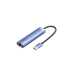 Сетевой адаптер Vention USB 3.0 M/Gigabit Ethernet RJ45+OTG хаб 3xUSB Синий - 0.15м.