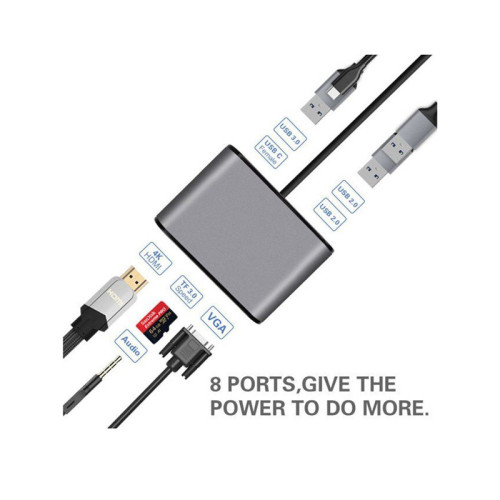 Aдаптер/ Aдаптер USB3.1 Type-CM-->HDMI +VGA+3XUSB +PD charging+TF+AUDIO,Aluminum Shell, VCOM <CU425> Aдаптер/ Aдаптер USB3.1 Type-CM-->HDMI +VGA+3XUSB +PD charging+TF+AUDIO,Aluminum Shell, VCOM <CU425>