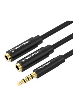 Переходник-разветвитель Vention гибкий Jack 3.5 mm M 4 pin/Jack 3.5 mm F x 2 - 0.3м