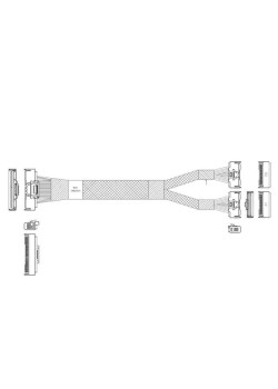 Кабель JPC P733BGB10800-1    Cable MCIO x16 124P (STRAIGHT TYPE)  -TO-  2*MCIO x8 74P (STRAIGHT TYPE) , 85 Ohm, L:80cm
