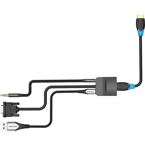 Мультимедиа конвертер Vention VGA + аудио > HDMI, гибкий, черный Мультимедиа конвертер Vention VGA + аудио > HDMI, гибкий, черный