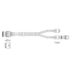 Кабель JPC P5251DR01000-1    Cable OCuLink x8 80P (прямой Straight Type)  -TO-  2x OCuLink x4 42P (прямой Straight Type) , 85 Ohm, L:100cm