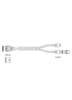 Кабель JPC P5251DR01000-1    Cable OCuLink x8 80P (прямой Straight Type)  -TO-  2x OCuLink x4 42P (прямой Straight Type) , 85 Ohm, L:100cm