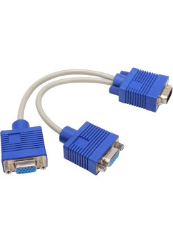 Кабель-разветвитель/ Кабель-разветвитель VGA 1=>2 (1x15M/2 x15F),VCOM, 0.2метра <VVG6530-0.2M>