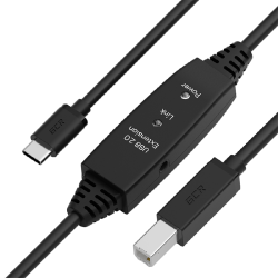 GCR PRO Кабель активный 10.0m Type-C / BM USB 2.0, черный, с усилителем сигнала, разъём для доп.питания, 28/24 AWG, GCR-55517