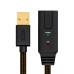 GCR Удлинитель активный 3.0m USB 2.0, AM/AF, GOLD, черно-прозрачный, с усилителем сигнала, 28/24 AWG, разъём для доп.питания, 44-050616