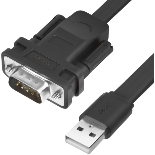 Greenconnect Конвертер-переходник 1.0m плоский, черный, 28/26 AWG, USB 2.0 AM / DB9 RS-232 PROF GCR-UOC5M-BCG-1.0m, чипсет PL2303RA Greenconnect Конвертер-переходник 1.0m плоский, черный, 28/26 AWG, USB 2.0 AM / DB9 RS-232 PROF GCR-UOC5M-BCG-1.0m, чипсет PL2303RA