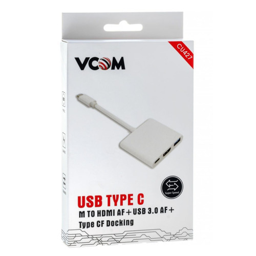 Кабель-адаптер/ Кабель-адаптер пластик USB3.1 Type-CM-->HDMI-F+USB3.0-F+TypeC-F with PD, 0,15m VCOM <CU427> Кабель-адаптер/ Кабель-адаптер пластик USB3.1 Type-CM-->HDMI-F+USB3.0-F+TypeC-F with PD, 0,15m VCOM <CU427>