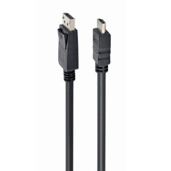 Кабель DisplayPort-HDMI Cablexpert CC-DP-HDMI-1M 1м, 20M/19M, черный, экран, пакет (CC-DP-HDMI-1M) (079990) {100}