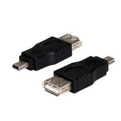 GCR Переходник USB 2.0 miniUSB / AF открытый коннектор, штекер - гнездо, GCR-55252