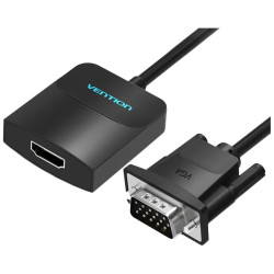 Мультимедиа конвертер Vention VGA + аудио > HDMI, гибкий, черный