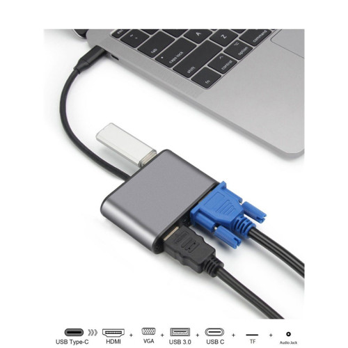 Aдаптер/ Aдаптер USB3.1 Type-CM-->HDMI +VGA+3XUSB +PD charging+TF+AUDIO,Aluminum Shell, VCOM <CU425> Aдаптер/ Aдаптер USB3.1 Type-CM-->HDMI +VGA+3XUSB +PD charging+TF+AUDIO,Aluminum Shell, VCOM <CU425>