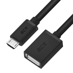 GCR PRO Адаптер переходник OTG 0.75m USB, microB 5pin/AF, черный, морозостойкий, GCR-55591