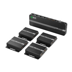 GCR PRO Разветвитель-удлинитель HDMI по витой паре 1080P до 50~60m, 1х4 до 9 дисплеев, передатчик+приемники(2хHDMI), поддержка IR, POC & EDID, Loop out TX, GCR-55266