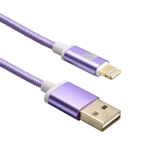 Кабели USB  ACD-Style Lightning ; USB-A 2-сторонние коннекторы, нейлон, 1м, фиолетовый (ACD-U913-P6P)
