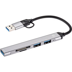 Адаптер/ Адаптер TypeC+adapter-->USB3.0+2USB2,0+SD+TF, VCOM <DH297>