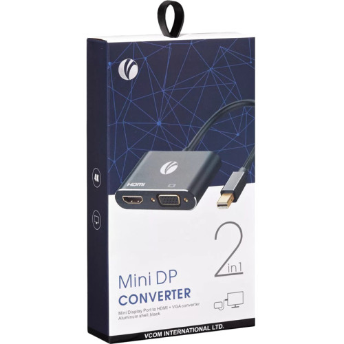 Кабель-переходник/ Кабель-переходник miniDisplayPort(M) ---> HDMI(F)+VGA(F)4K@30Hz VCOM Allum shell<CG646M-0.15> Кабель-переходник/ Кабель-переходник miniDisplayPort(M) ---> HDMI(F)+VGA(F)4K@30Hz VCOM Allum shell<CG646M-0.15>