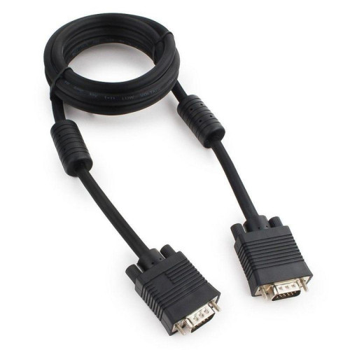 Кабель VGA Pro Cablexpert CC-PVGA-6 черный, 1.8м, 15M/15M, экран, феррит. кольца, пакет