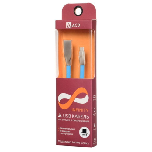 Кабели USB ACD USB кабель ACD-Infinity Type-C ; USB-A TPE, 1.2м, синий (ACD-U922-C2L)