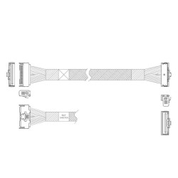 Кабель JPC P7322GB00800-2    Cable MCIO x8 74P (прямой Straight Type)  -TO-  MCIO x8 74P (угловой Right Angle) , 85 Ohm, L:80cm