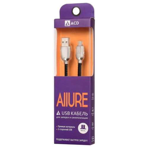 Кабели USB ACD USB кабель ACD-Allure MicroUSB ; USB-A Кожа, 1м, черный (ACD-U926-M1B)