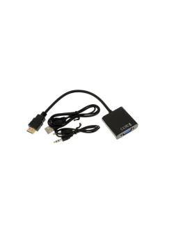 Переходник GoPower HDMI (m)-VGA (f) с питанием черный (1/200)