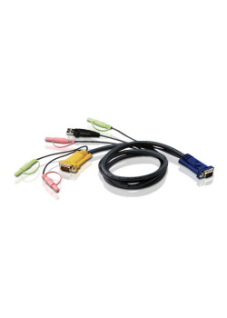 Кабель KVM  USB(тип А Male)+HDB15(Male)+2хАудио(Male) <-> SHDB15(Male)+2хАудио(Male) 3м черный/ CABLE HD15M/USBM/SP/SP-SPHD15M 3M