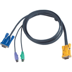 CABLE SP15M -- HD15M/MINIDIN6M; 6M/ Кабель KVM  PS/2(Kлав+мышь)(Male)+HDB15(Male) <-> SPHD15(Male) 6,0м., тонкий, черный.