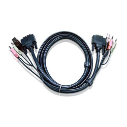 Кабель KVM USB(тип А Male)+DVI-D(Male)+2хАудио(Male) <-> USB(тип B Male)+DVI-D(Male)+2хАудио(Male) 1,8м., черный./ CABLE DVI/USBA/SP.MC-DVI/USB B 1.8M