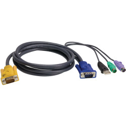 Шнур, мон., клав.+мышь USB, SPHD=>HD DB15+USB A-Тип+2x6MINI-DIN, Male-4xMale,  8+8 проводов, опрессованный,   3 метр., черный, (с поддерKой KVM PS/2)/ USB-PS/2 HYBRID CABLE. 3M