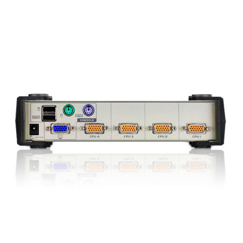 4-х порт. переключатель, электрон., KVM,  1 user PS2/USB+VGA =>  4 cpu PS2/USB+VGA, со шнурами PS2/USB 2х1.2+2х1.8м., 2048x1536, настол., без OSD, некаскад./ CUBIQ 4 PORT USB & PS/2 KVM SWITCH