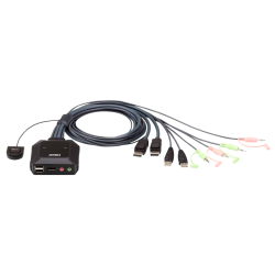 2-портовый, USB, DisplayPort, кабельный KVM-переключатель с пультом удаленного переключения порта, разрешение 2560 x 1600 при 60 Гц/ 2 PORT HDMI KVM SWITCH.