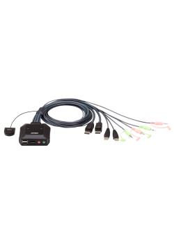 2-портовый, USB, DisplayPort, кабельный KVM-переключатель с пультом удаленного переключения порта, разрешение 2560 x 1600 при 60 Гц/ 2 PORT HDMI KVM SWITCH.