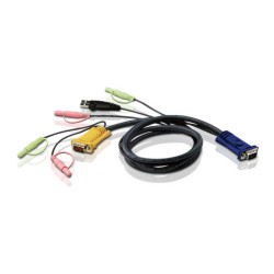 Кабель KVM  USB(тип А Male)+HDB15(Male)+2хАудио(Male) <-> SHDB15(Male)+2хАудио(Male) 3м черный/ CABLE HD15M/USBM/SP/SP-SPHD15M 3M
