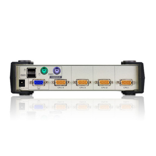 4-х порт. переключатель, электрон., KVM,  1 user PS2/USB+VGA =>  4 cpu PS2/USB+VGA, со шнурами PS2/USB 2х1.2+2х1.8м., 2048x1536, настол., без OSD, некаскад./ CUBIQ 4 PORT USB & PS/2 KVM SWITCH