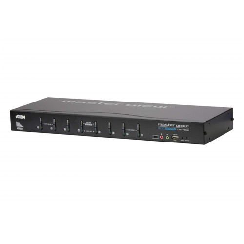 Переключатель, электрон., KVM+Audio,  1 user USB+DVI => 8 cpu USB+DVI, со  шнурами USB DVI-D 2x1.8м., 1920x1200 DVI Single Link/2048x1536 VGA, 1U 19