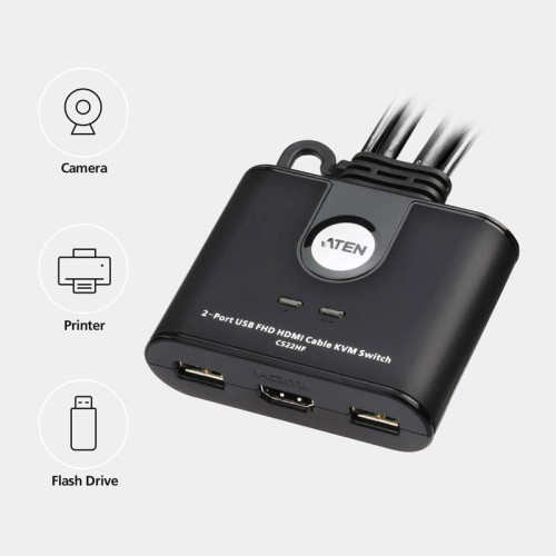 Переключатель 2-Port USB FHD HDMI KVM Switch [CS22HF]