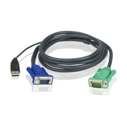 Кабель KVM  USB(тип А Male)+HDB15(Male) <->  SPHD15(Male) 1,2м., черный/ATEN/ CABLE HD15M/USB A(M)--SPHD15M, 1.2M