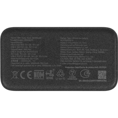 Мобильный аккумулятор Xiaomi BHR9126GL 30000mAh 18W 2.6A 2xUSB-A/USB-C черный