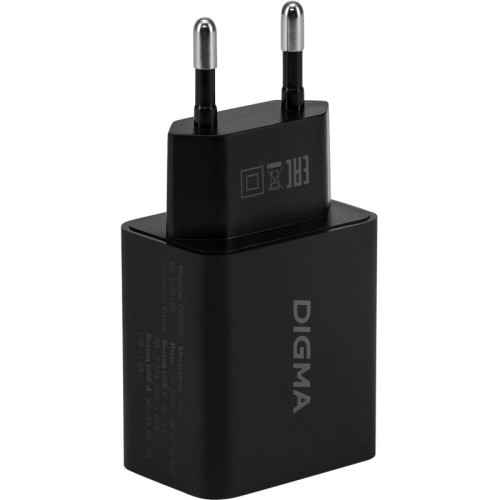 Сетевое зар./устр. Digma DGW2D 20W 3A+1A (PD+QC) USB-C/USB-A универсальное черный (DGW2D0F110BK)