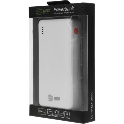 Мобильный аккумулятор Cactus CS-PBFSEA-20000 20000mAh 22.5W 4.5A USB-A/2xUSB-C белый
