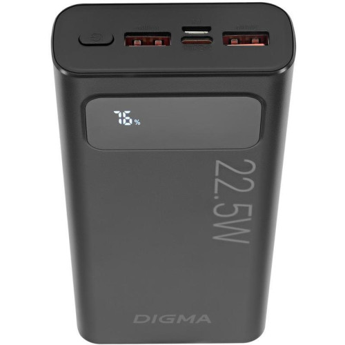 Мобильный аккумулятор Digma DGPF20A 20000mAh QC3.0/PD3.0 22.5W 3A 2xUSB-A/USB-C черный (DGPF20A22PBK)