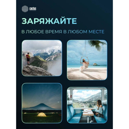 Мобильный аккумулятор Cactus CS-PBFSLT-10000 10000mAh 3A 2xUSB-A/USB-C серый